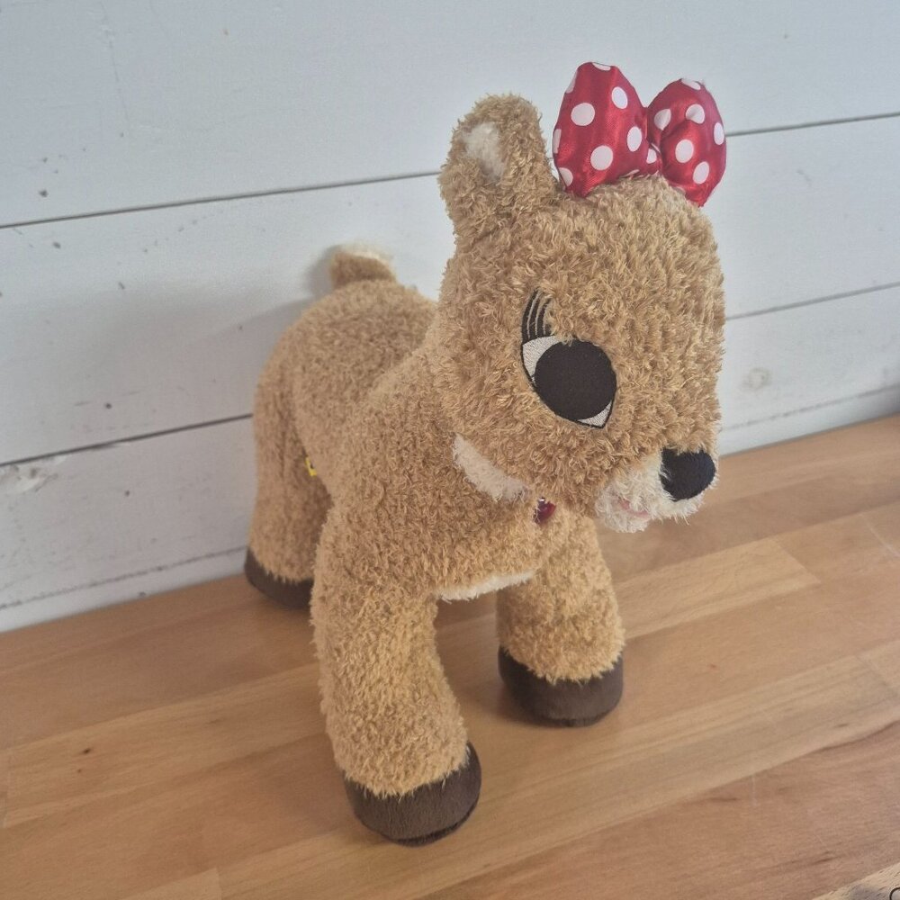 Build-A-Bear Plush Deer With Red Polka Dot Bow & Heart Gem 14" Soft Stuffed Toy